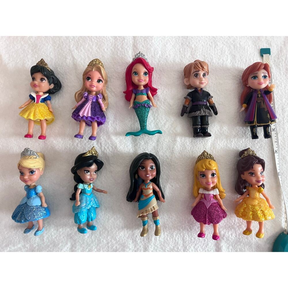 JAKKS Pacific Bundle 10 Disney Princess Mini Dolls Toddler Posable 3 1/2 inches